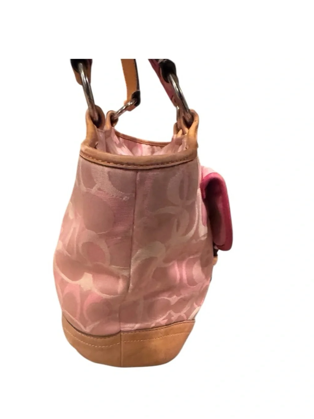 Vintage Coach Pink Soho Signature Optic Monogram Jacquard Buckle Shoulder Bag - Picture 4 of 12